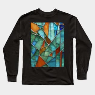 A Unique Gift For People Who Like Colorful And Expressive Shapes. Stained Glass. Long Sleeve T-Shirt